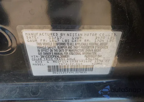2017 Nissan Versa Note Sv z USA, uszkodzony, nr VIN 3N1CE2CPXHL359831